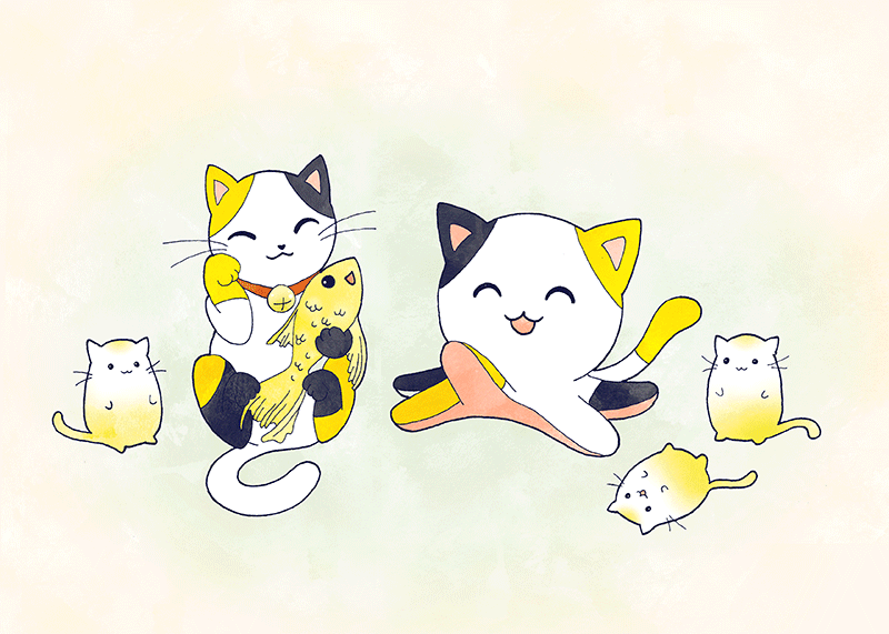 Taneko animation by Sophia Adalaine // lucky cat illustration gif