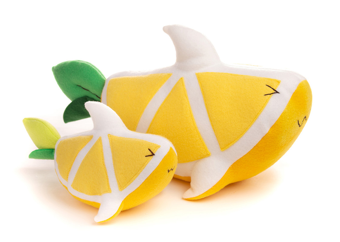 Lemon Shark plush toys by Sophia Adalaine // cute handmade baby lemon shark pun