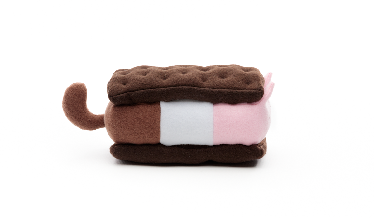 Meowpolitan Ice Cream Sandwich by Sophia Adalaine // plush toy pun