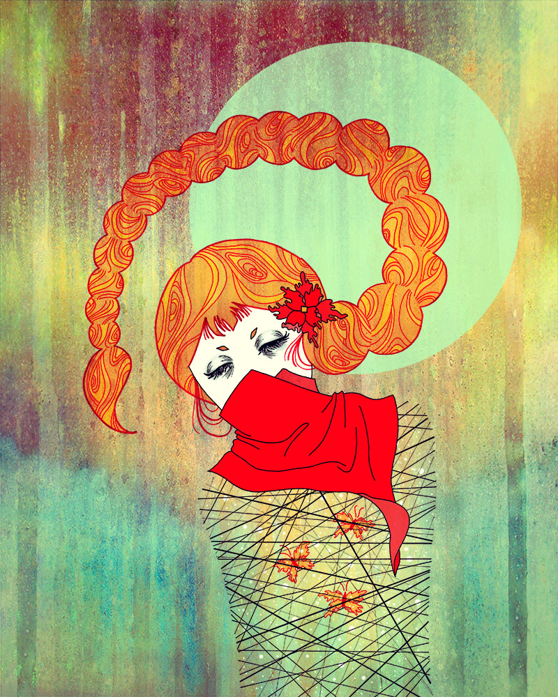 mixed media illustration by Sophia Adalaine, Anguish of Scorpio