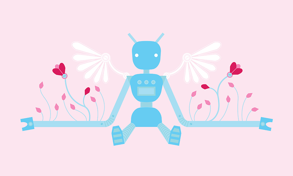 digital robot illustration by Sophia Adalaine // cute vector robot drawing