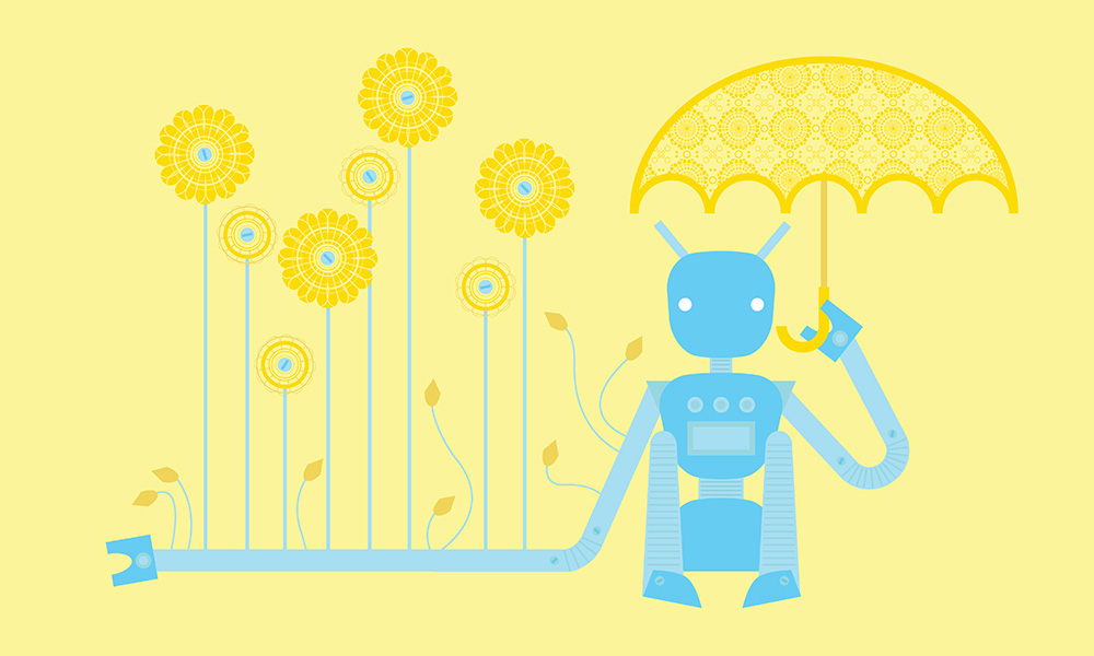 digital robot illustration by Sophia Adalaine // cute vector robot drawing