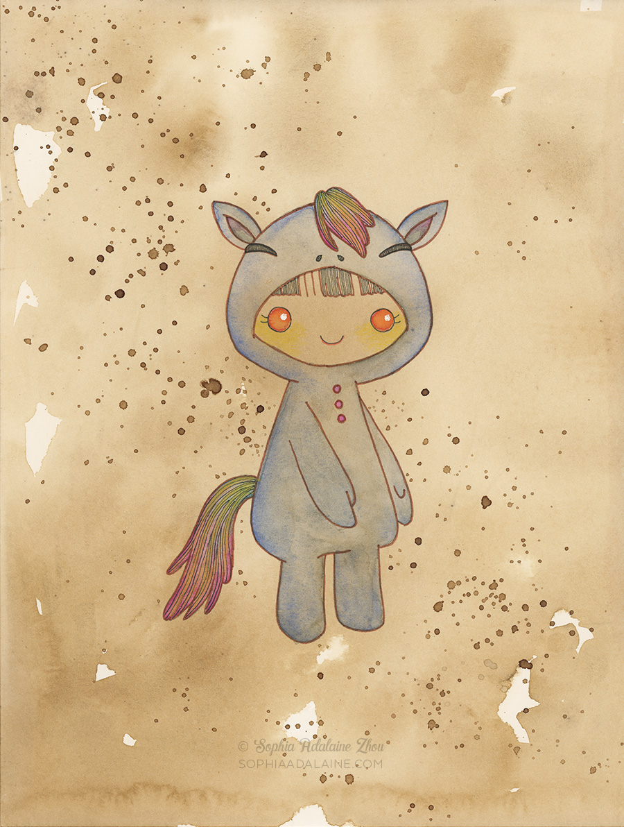 Kigurumi Chinese Zodiac series by Sophia Adalaine // mixed media illustrations Horse