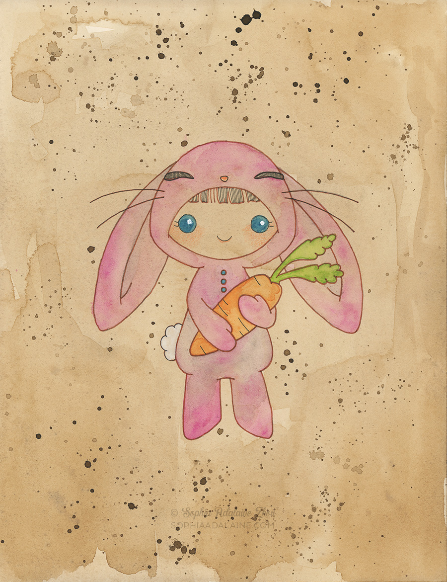 Kigurumi Chinese Zodiac series by Sophia Adalaine // mixed media illustrations Rabbit