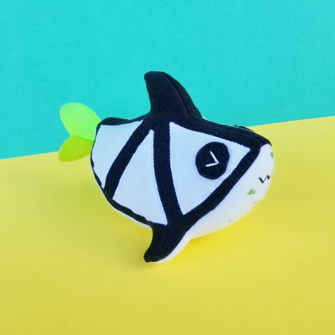 Custom plush toy art commission by Sophia Adalaine // cute handmade baby lemon shark