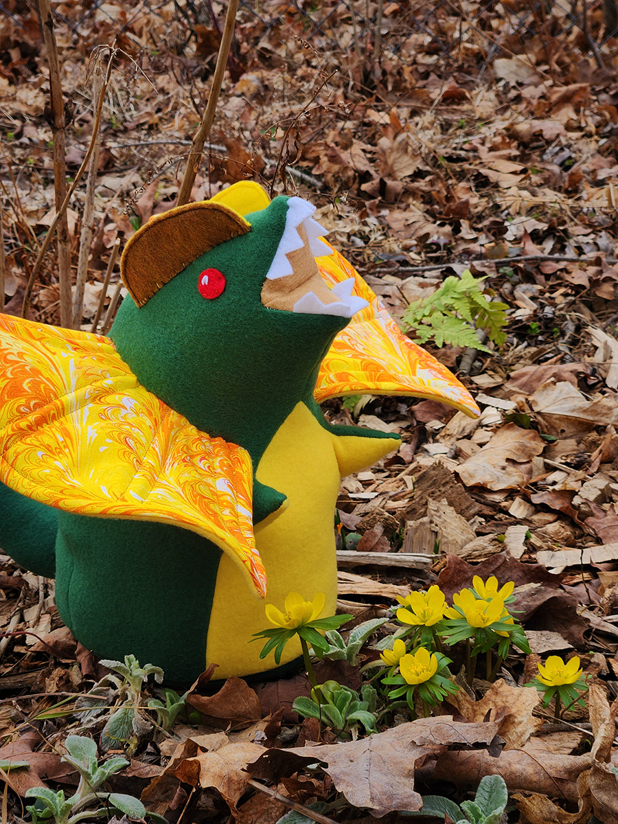 Custom dilophosaurus plush friend art commission by Sophia Adalaine // cute handmade dinosaur stuffed toy
