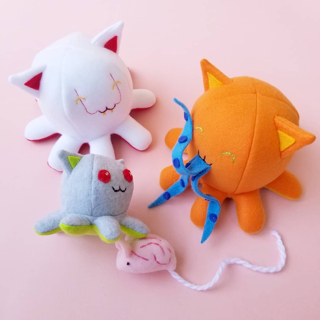 Custom plush toy art commission by Sophia Adalaine // cute handmade Cosplay Taneko plushies