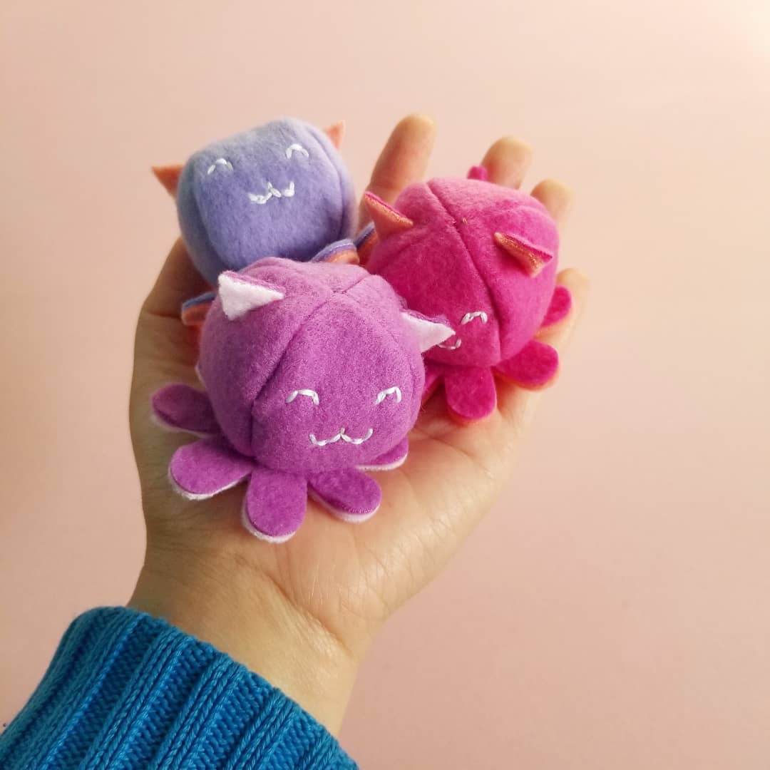 Custom plush toy art commission by Sophia Adalaine // cute handmade tiny Taneko plushies