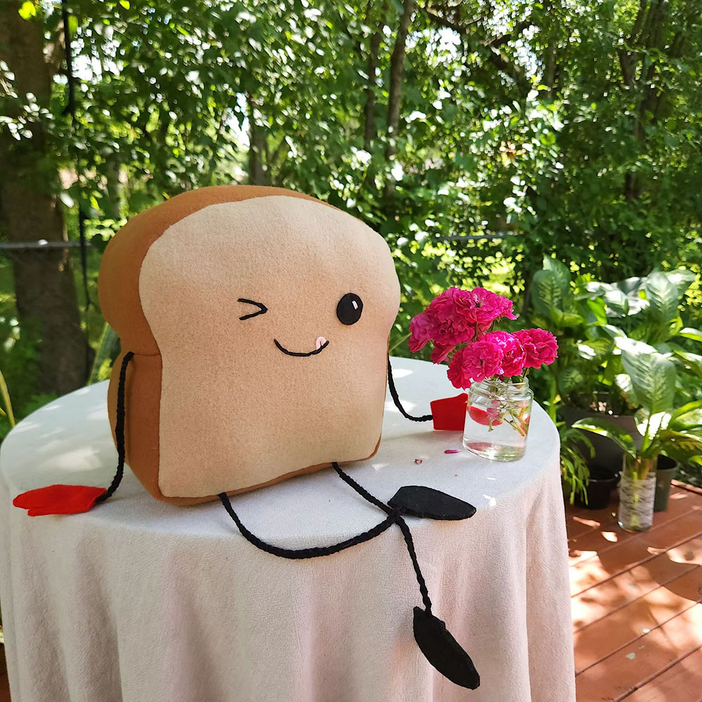 Custom plush toy art commission by Sophia Adalaine // cute handmade Toast plush