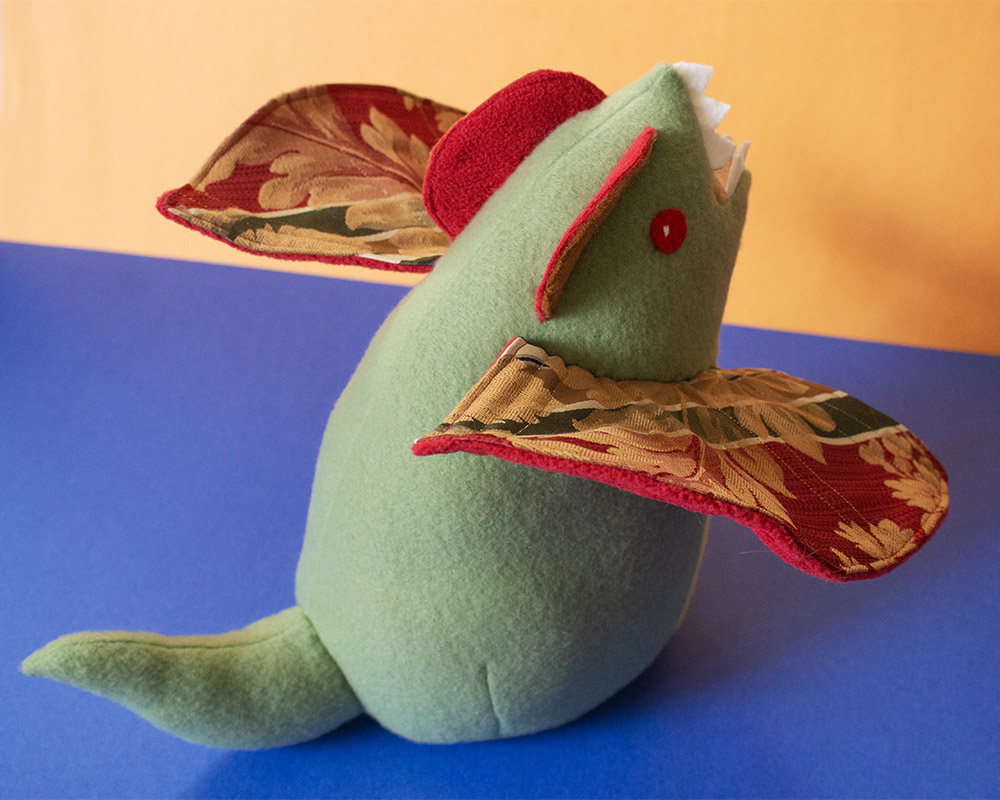 Custom dilophosaurus plush friend art commission by Sophia Adalaine // cute handmade dinosaur stuffed toy