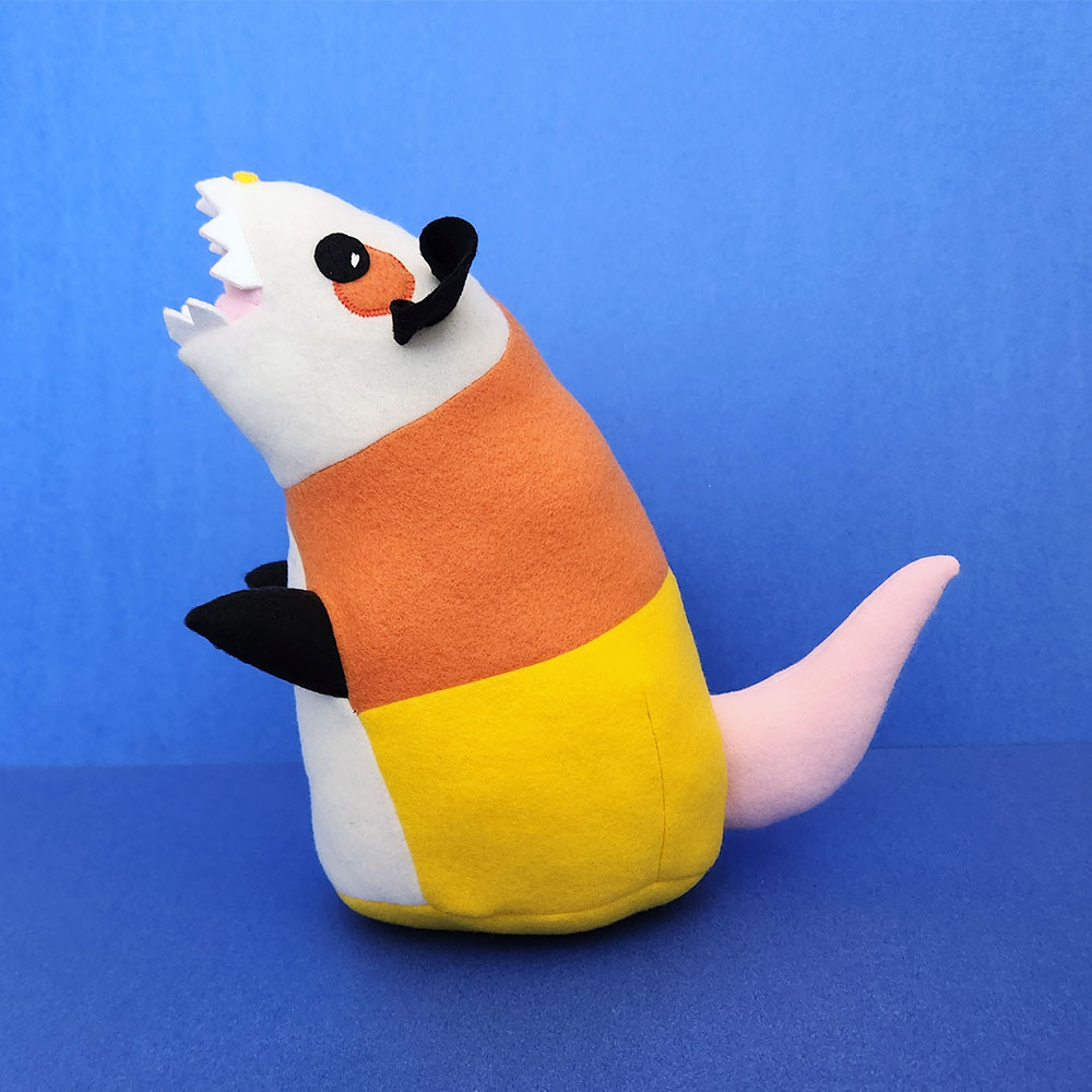 Candy Corn Possum plush toy by Taneko Says Hello