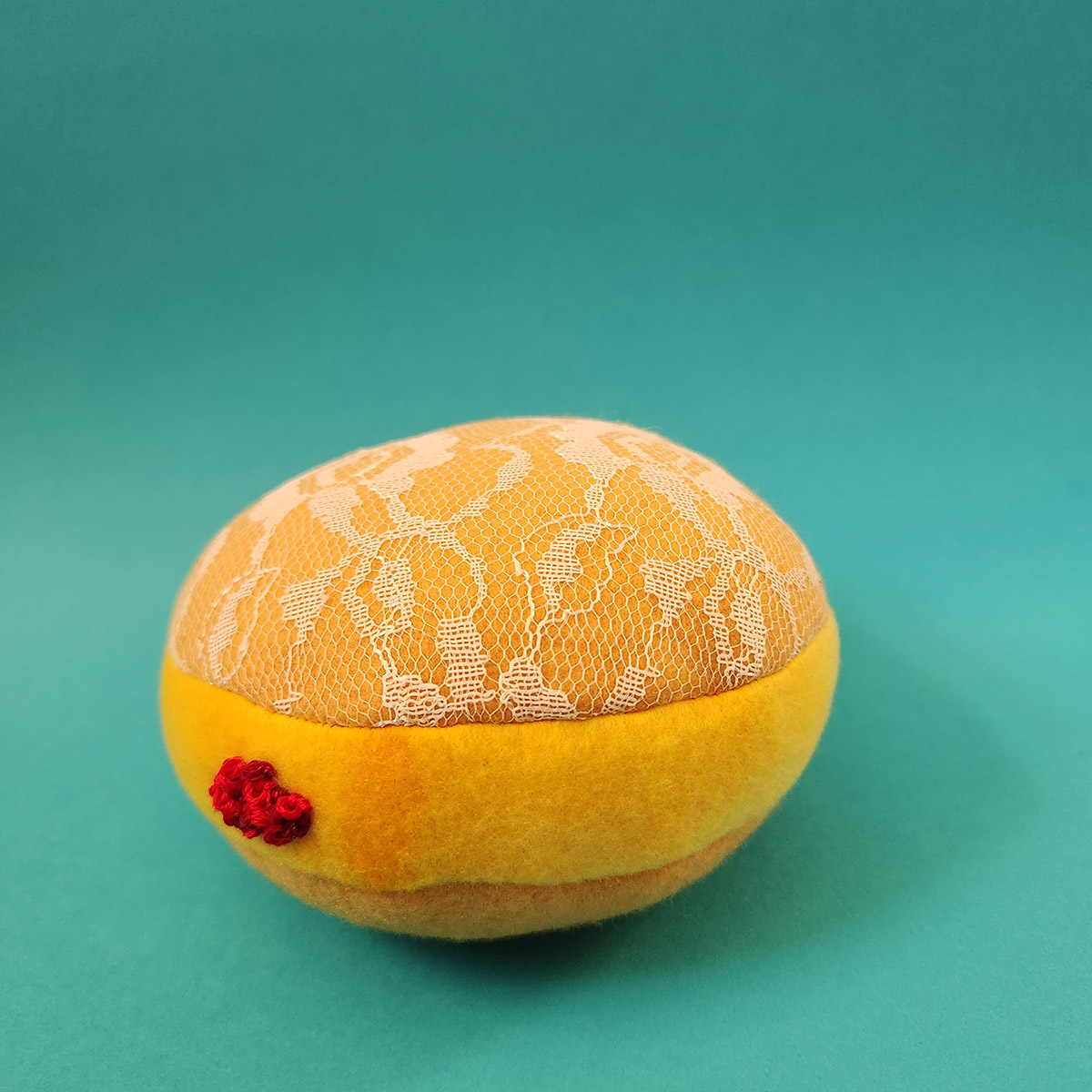 plush toy of a zombie Undead Jelly Donut looking for jam brains by Taneko Says Hello