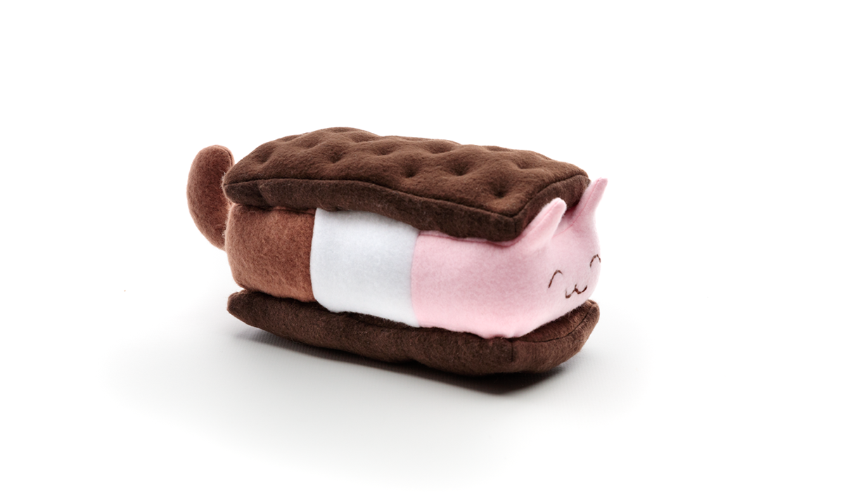 Meowpolitan Ice Cream Sandwich by Sophia Adalaine // plush toy pun