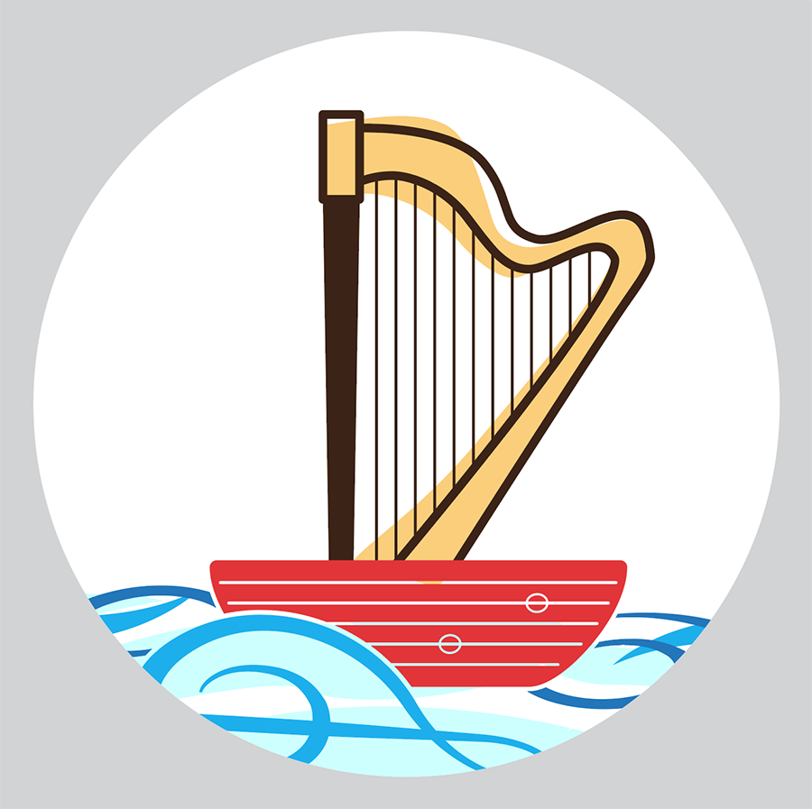 Harp Ferry button design by Sophia Adalaine // freelance art and design commission