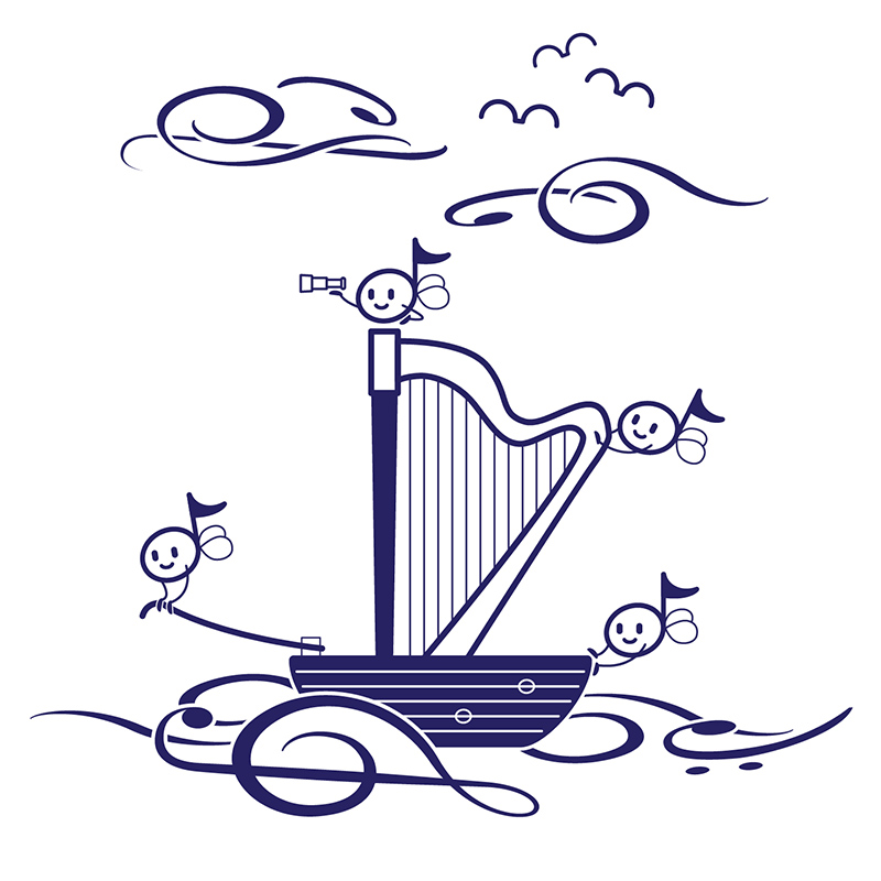 Harp Fairies Ferry concept and illustration by Sophia Adalaine // freelance art and design commission