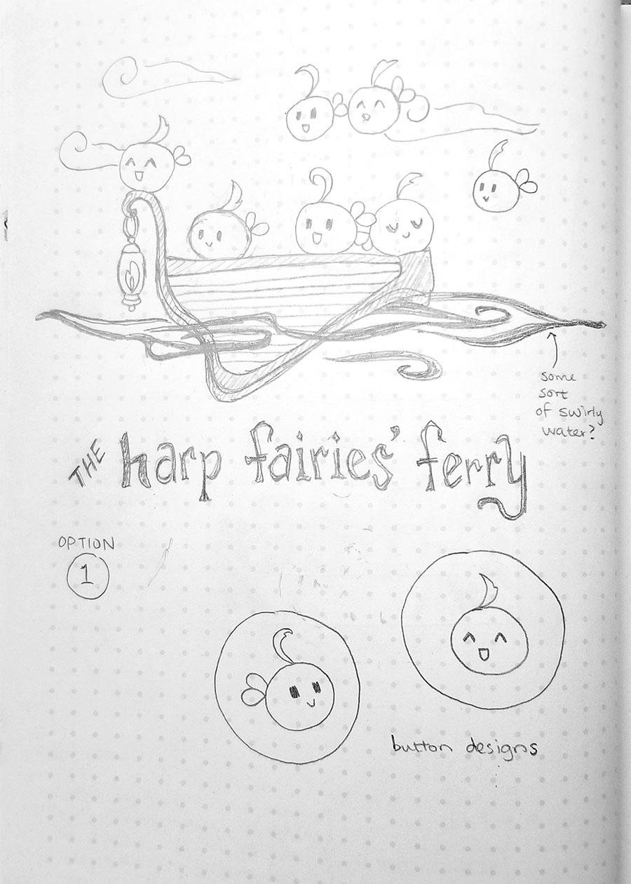 Harp Ferry concept sketch by Sophia Adalaine // freelance art and design commission