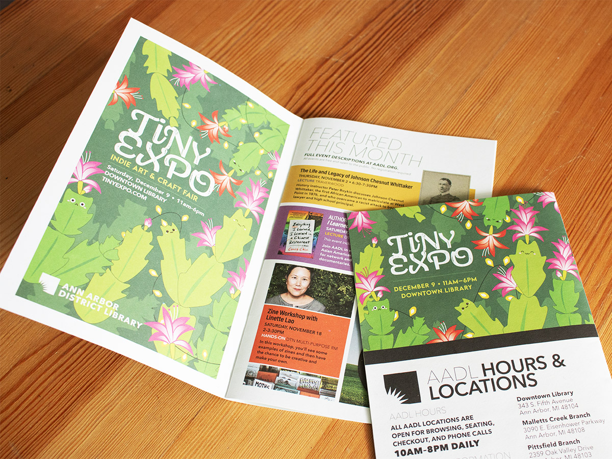 Ann Arbor District Library Tiny Expo event marketing by Sophia Adalaine // freelance art and design commission