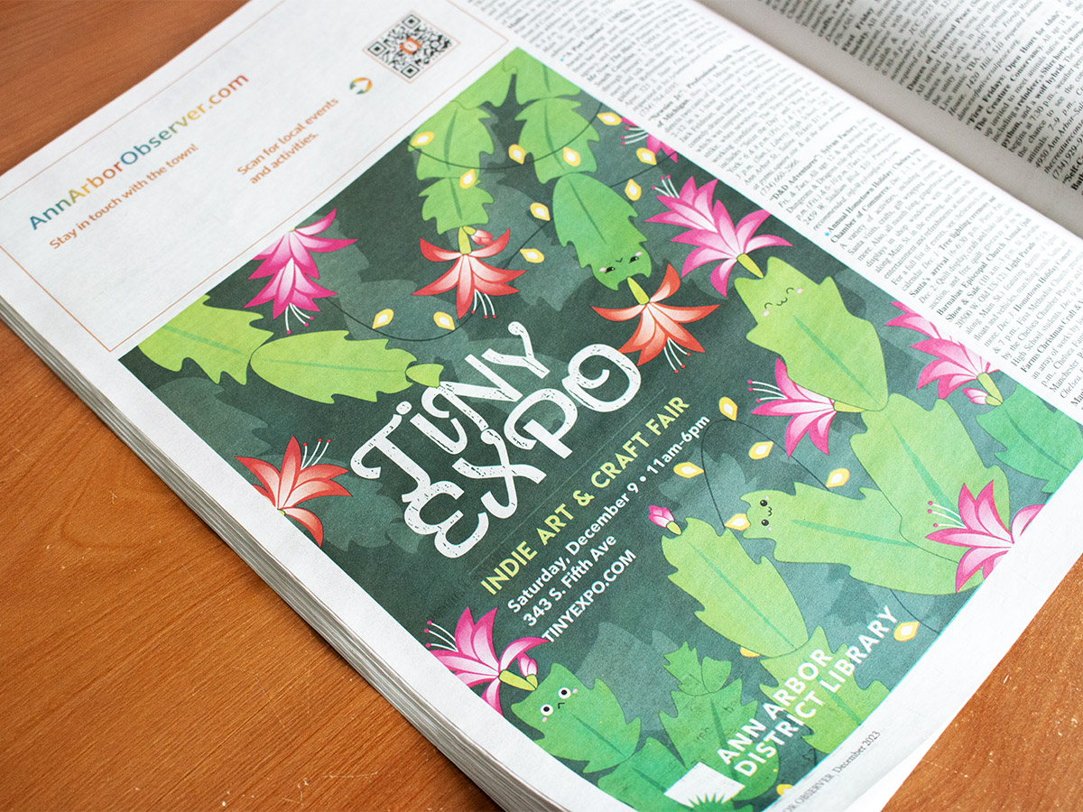 Ann Arbor District Library Tiny Expo event marketing by Sophia Adalaine // freelance art and design commission
