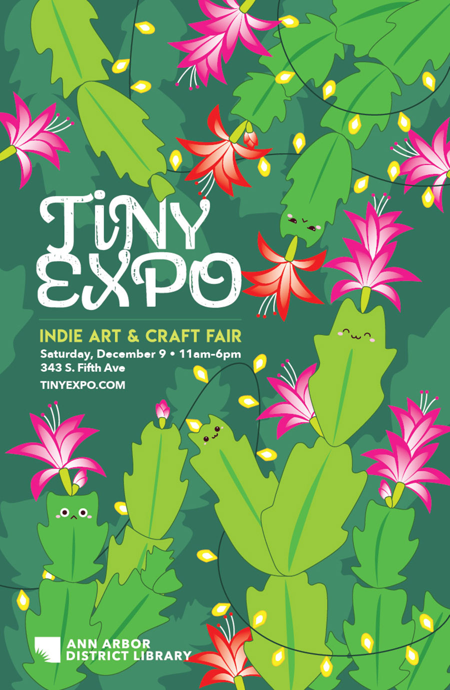 Ann Arbor District Library Tiny Expo event poster by Sophia Adalaine // freelance art and design commission