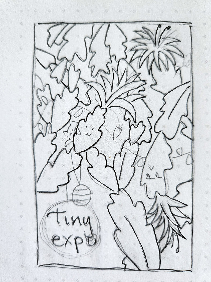 Ann Arbor District Library Tiny Expo event poster sketch by Sophia Adalaine // freelance art and design commission