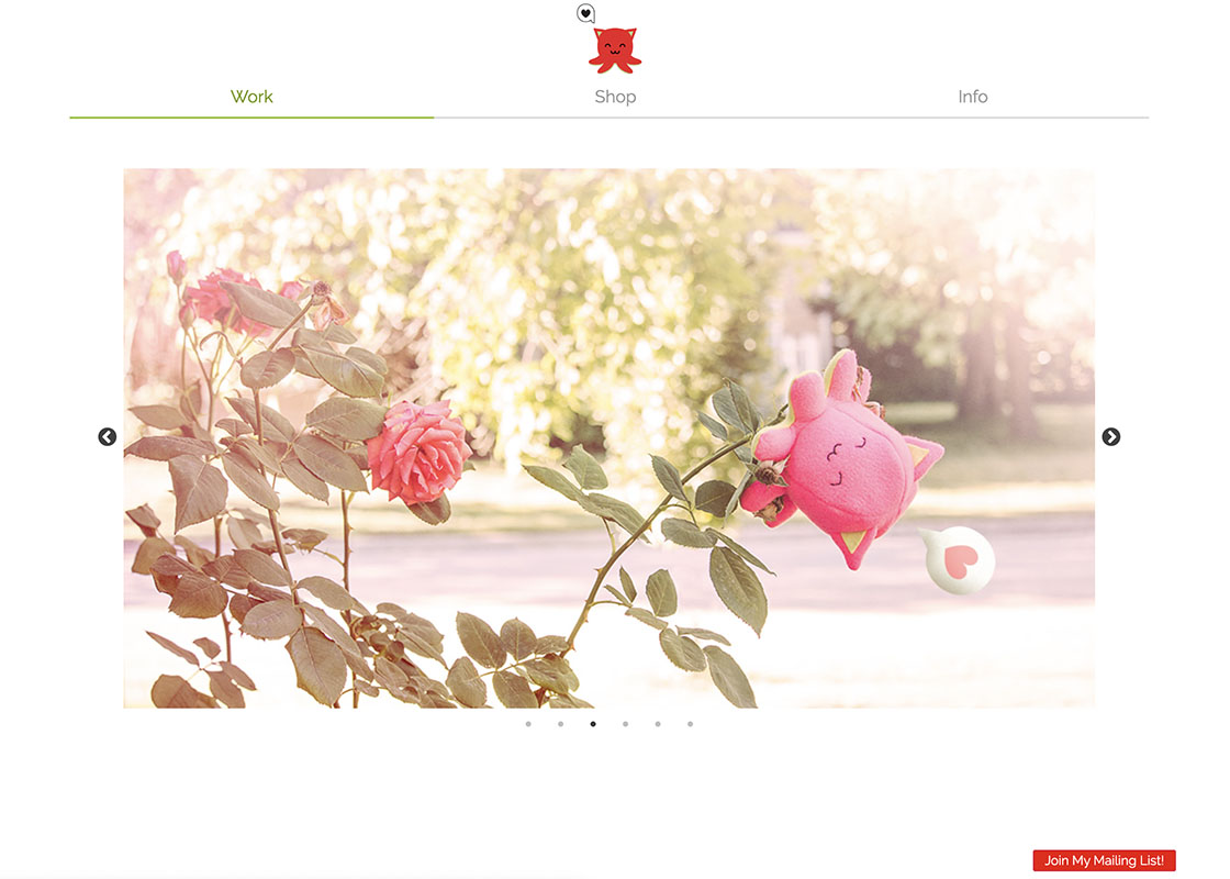 screenshot of website homepage for Taneko Says Hello