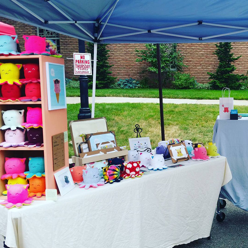 Taneko Says Hello booth display at Chestnut Art Mart