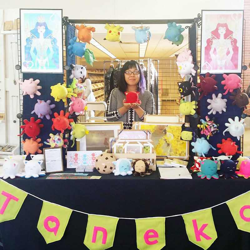 Taneko Says Hello table booth display at Tiny Expo