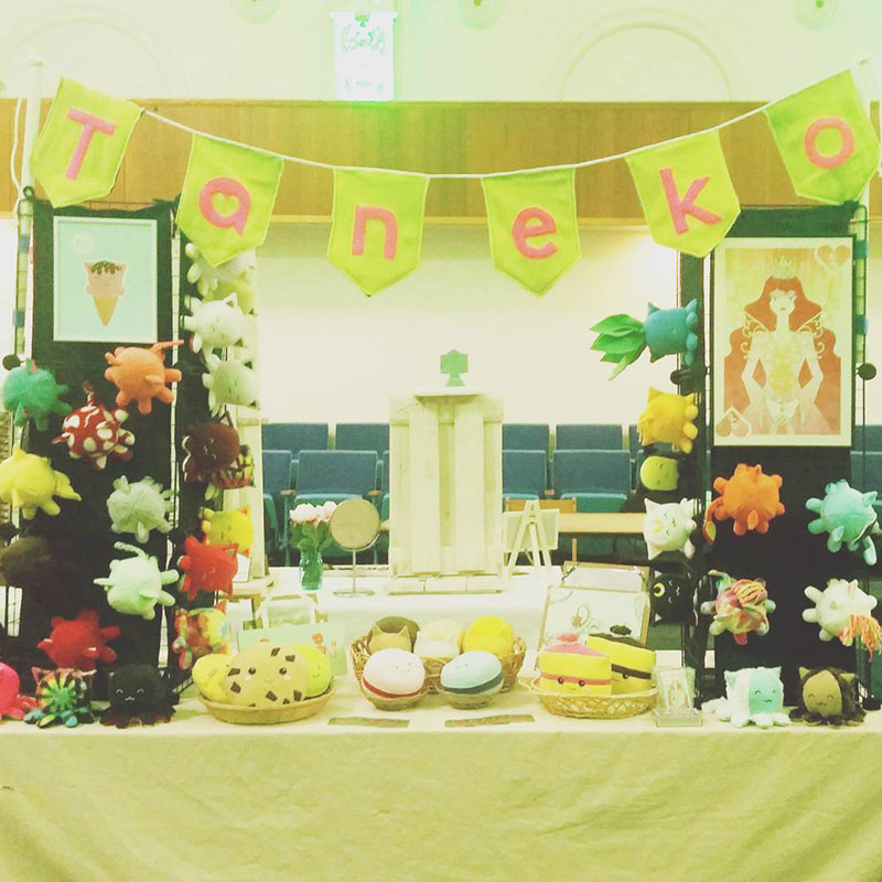 Taneko Says Hello table booth display at Downriver Indie Craft Fair