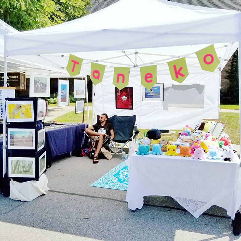 Taneko Says Hello  booth display at Chestnut Art Mart