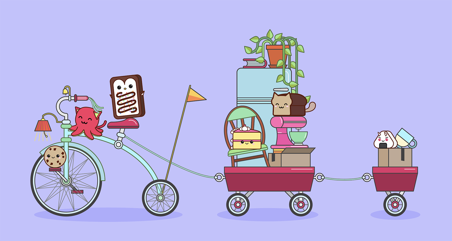 vector illustration of Taneko and friends moving