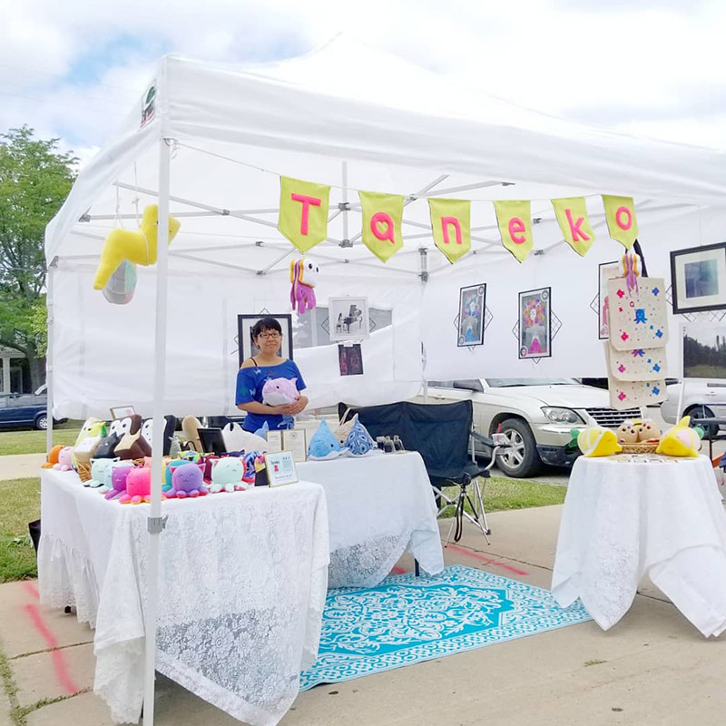Taneko Says Hello  booth display at Chestnut Art Mart