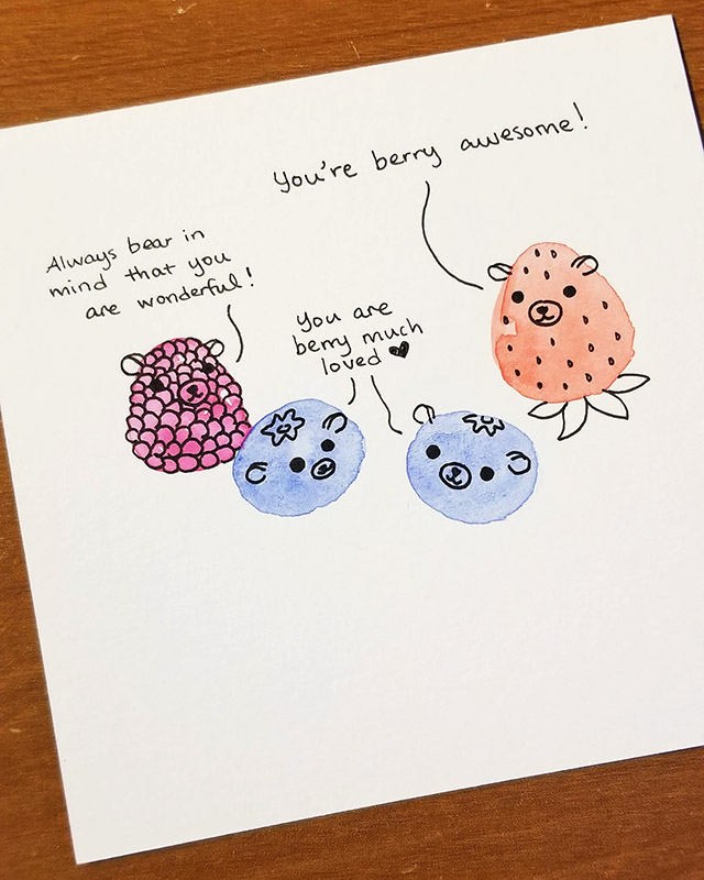 watercolor bearry puns