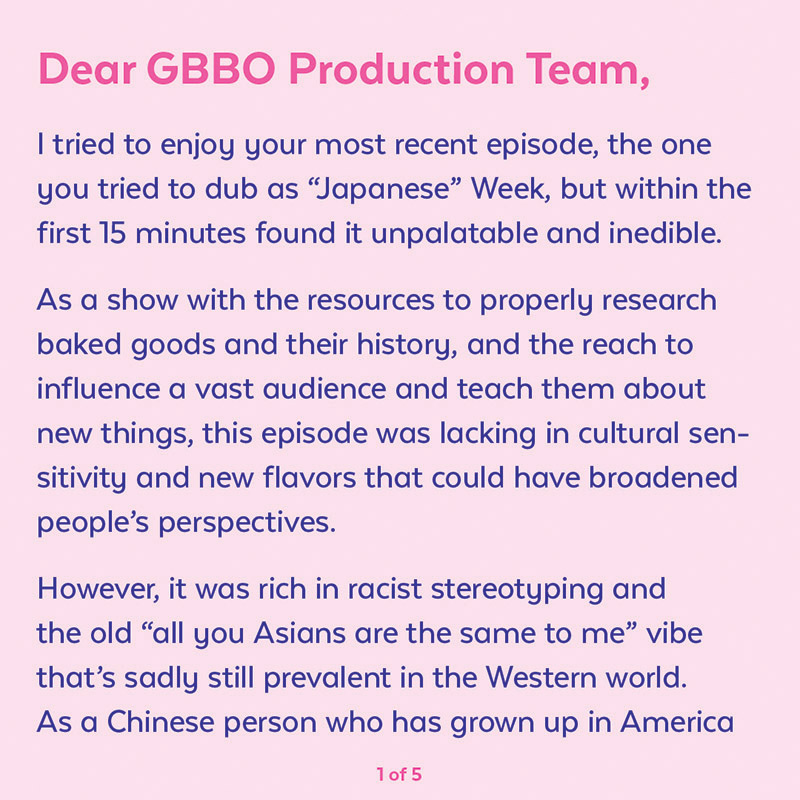 open letter to GBBO show for their offensive Japanese Week