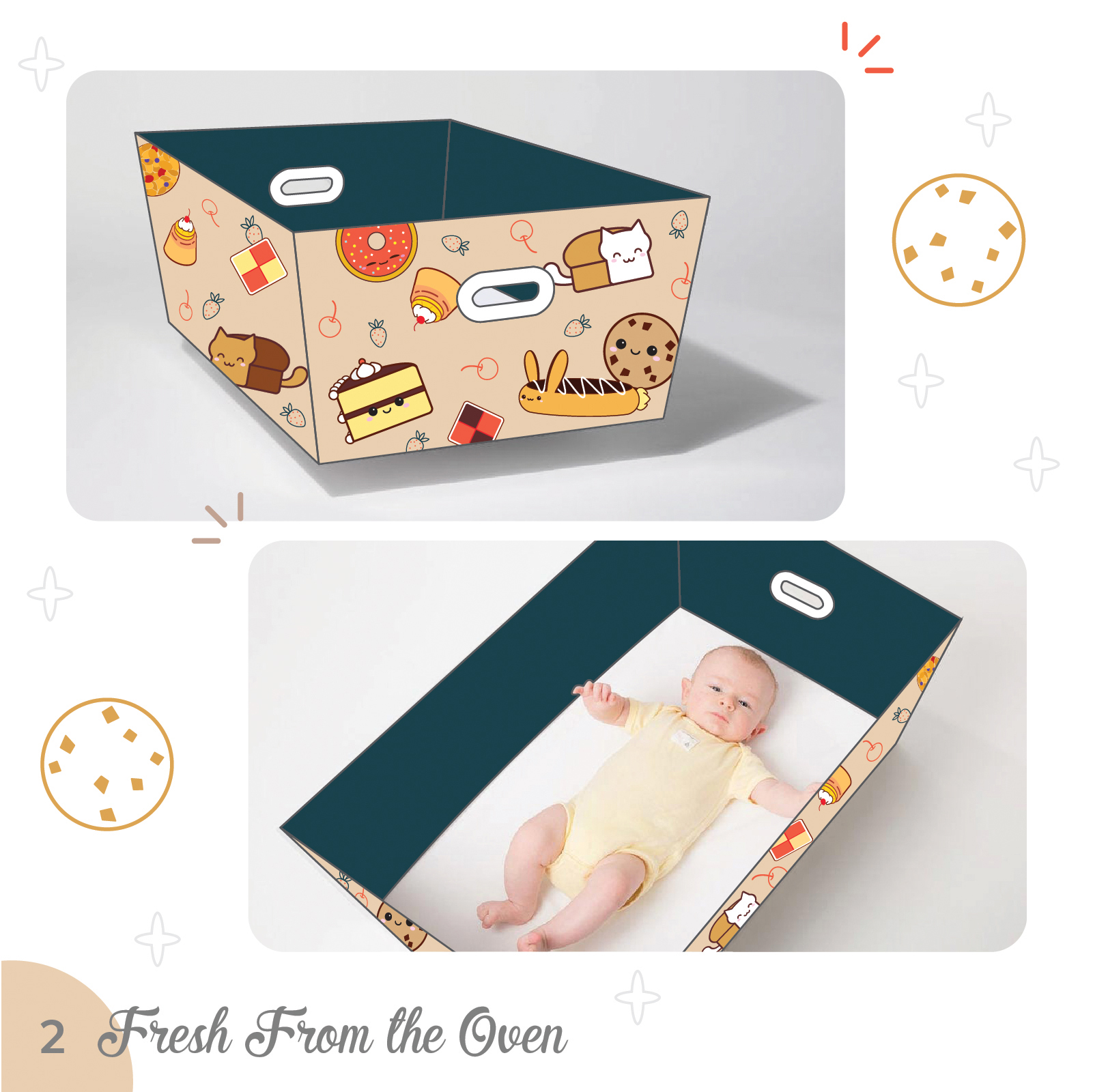 Custom pattern art for a baby box by Sophia Adalaine