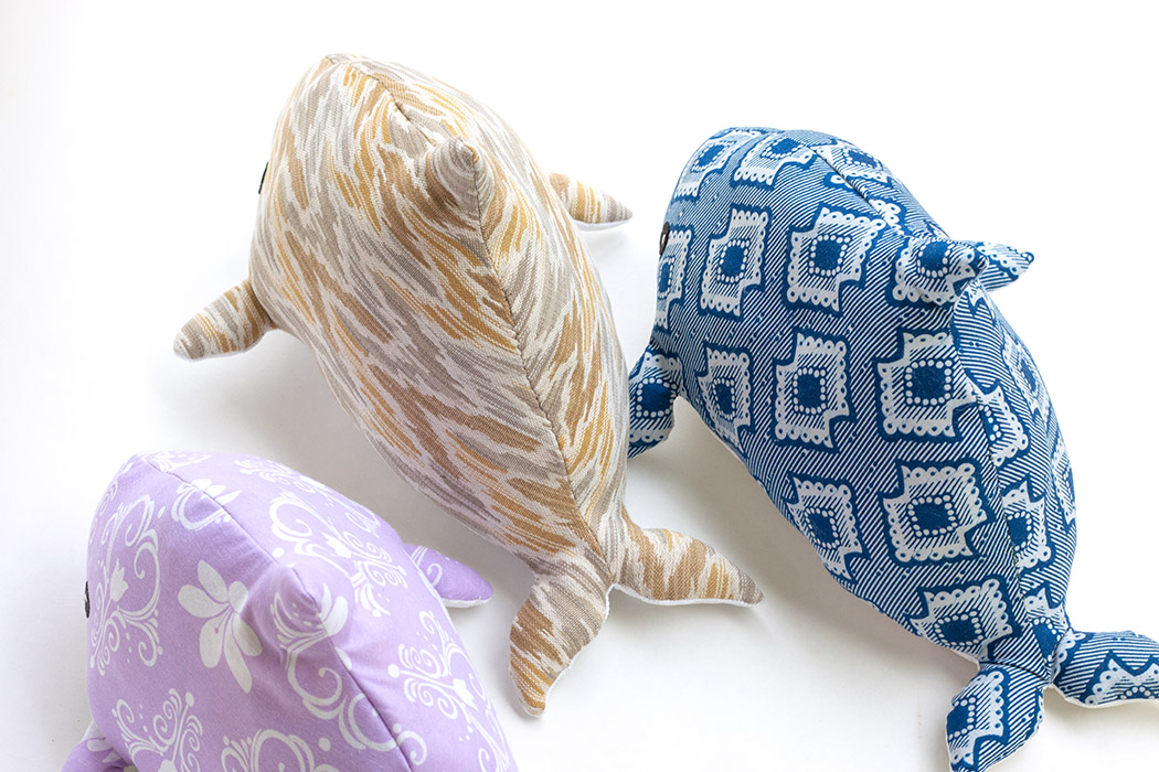 Repurposed Porpoise plush toys handmade by Sophia Adalaine
