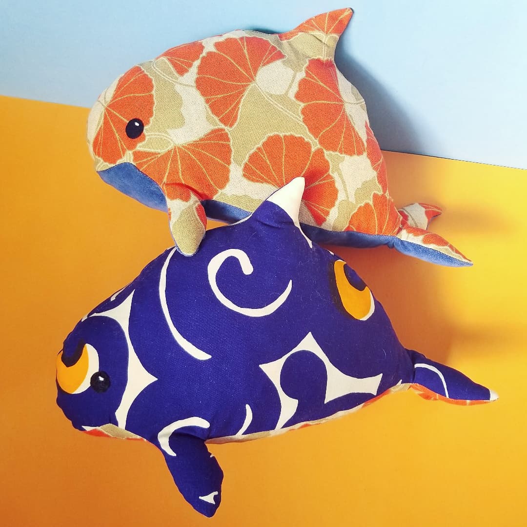 Repurposed Porpoise plush toys handmade by Sophia Adalaine