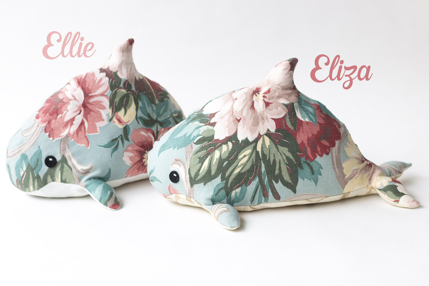 Repurposed Porpoise plush toys handmade by Sophia Adalaine