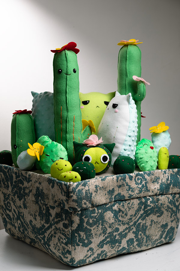 A Pot of Cactus Cats // soft sculpture art by Sophia Adalaine
