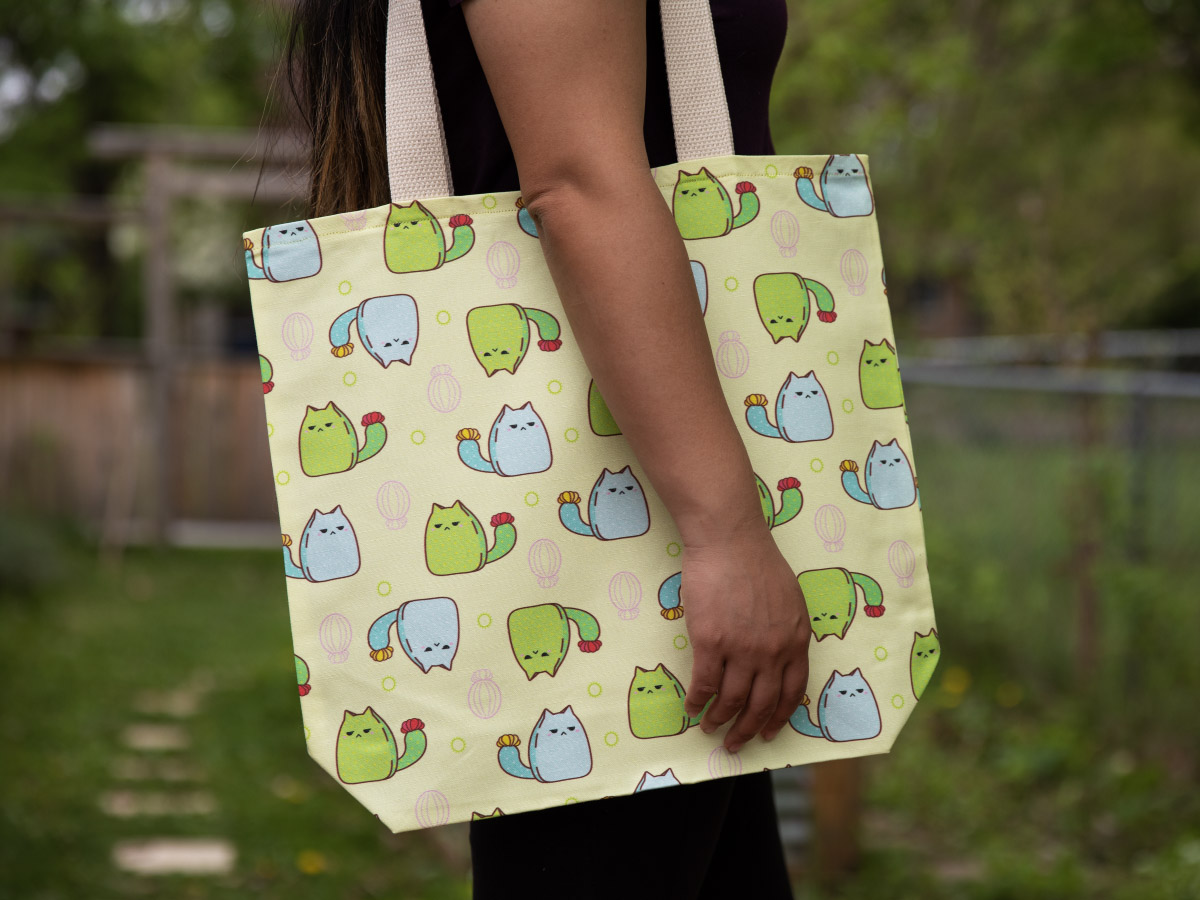 Tote bag of Cactus Cats // Sophia Adalaine at Taneko Says Hello