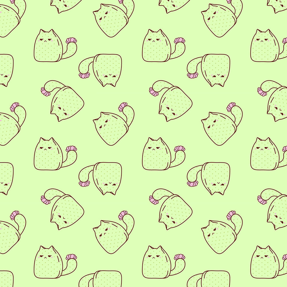 Surface pattern design of Cactus Cats // Sophia Adalaine at Taneko Says Hello