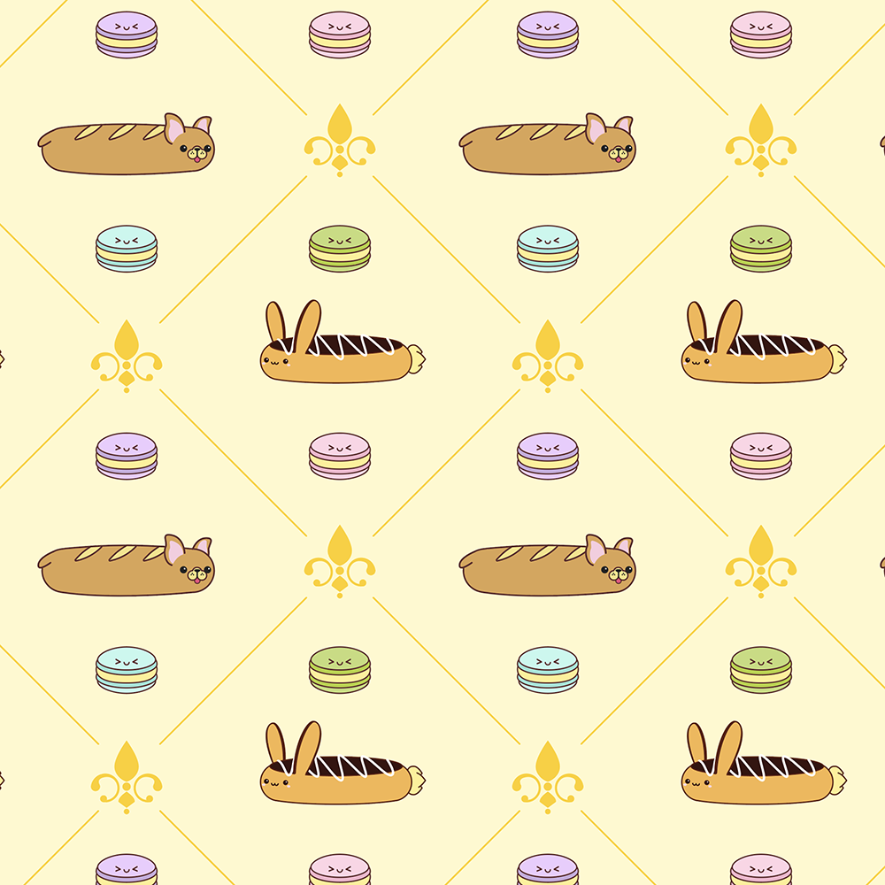 Surface pattern design of French Bakery friends // Sophia Adalaine at Taneko Says Hello