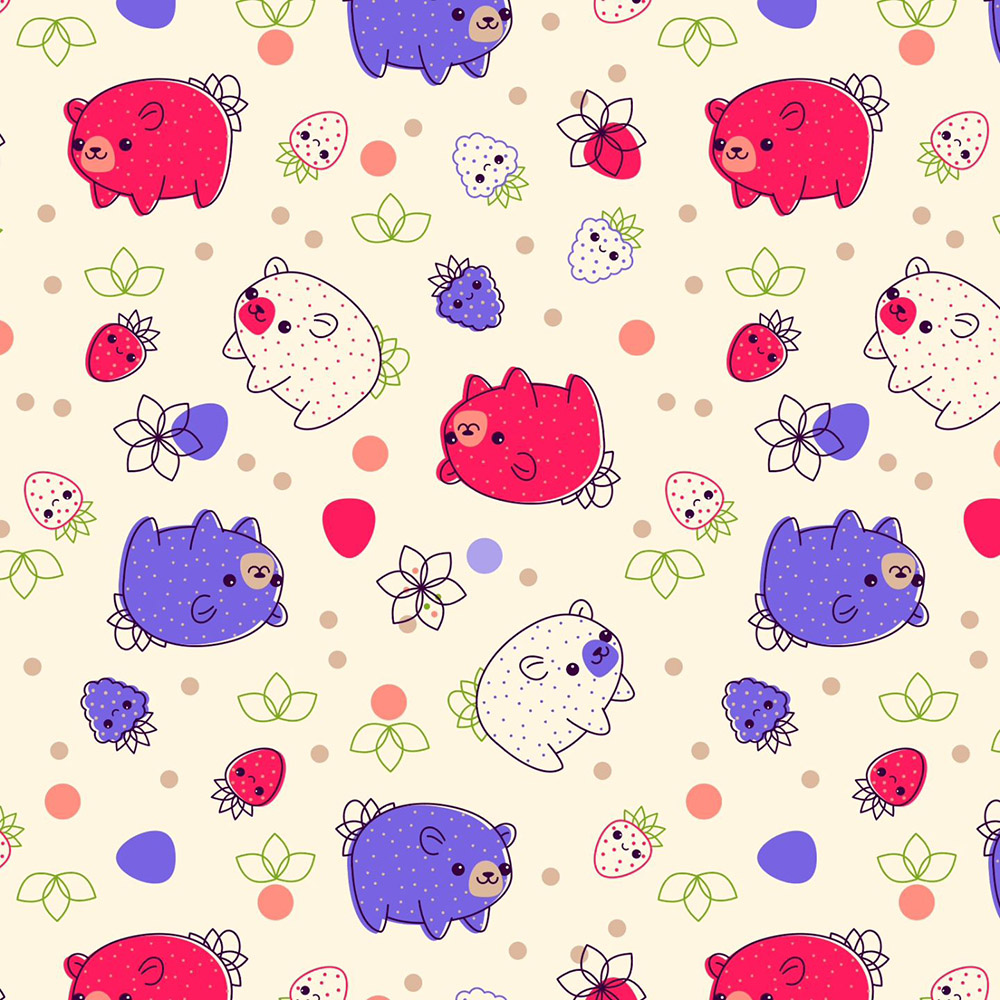 Surface pattern design of Bearries and Cream // Sophia Adalaine at Taneko Says Hello