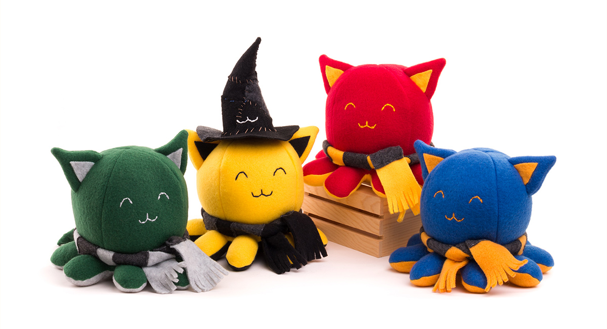 Taneko plushies by Sophia Adalaine // octopus cat octocat handmade plush toy