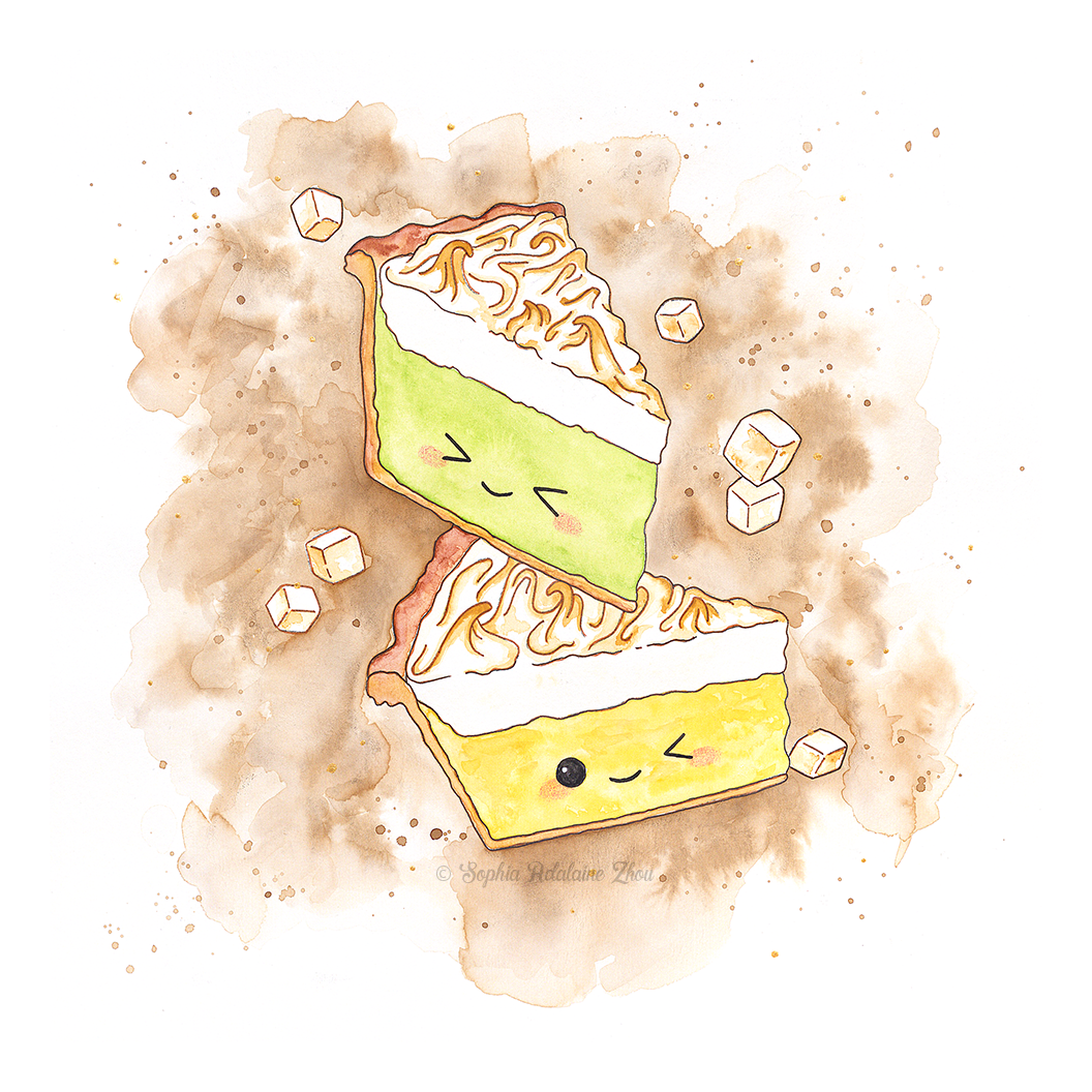 Tart Tarts illustration series by Sophia Adalaine // mixed media pun illustrations